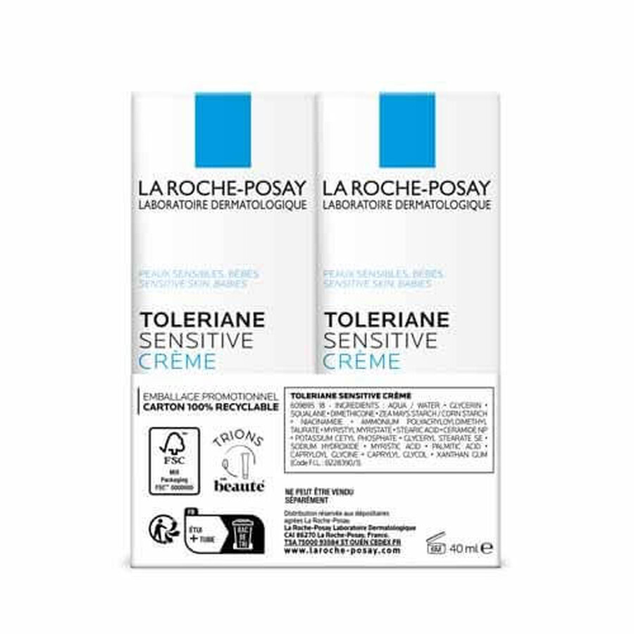 La Roche-Posay Toleriane Creme Soin Hydratant Apaisant Protecteur Sensitive 2x40ml
