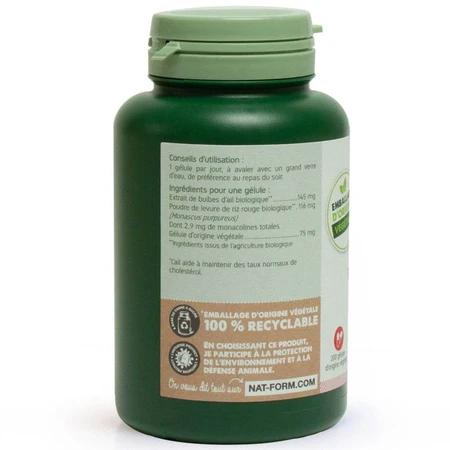 Nat&Form Arroz Rojo Ecológico y Levadura de Ajo Colesterol 200 cápsulas