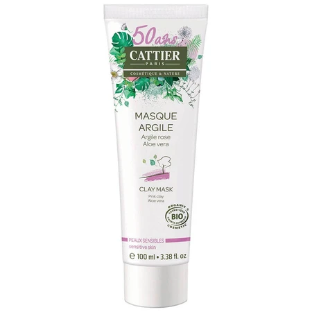 Cattier Argilla Bio-Gesichtsmaske mit Leinsamen-Rosen-Extrakt für empfindliche Haut 100ml