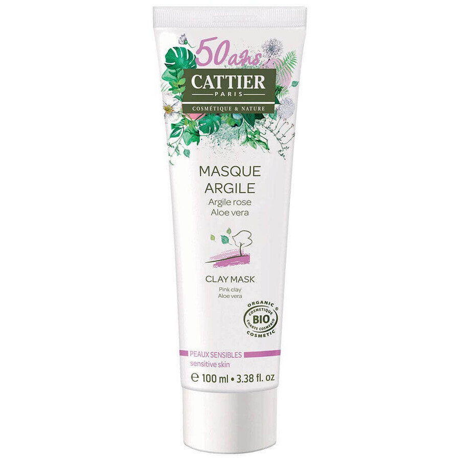 Cattier Argilla Bio-Gesichtsmaske mit Leinsamen-Rosen-Extrakt für empfindliche Haut 100ml
