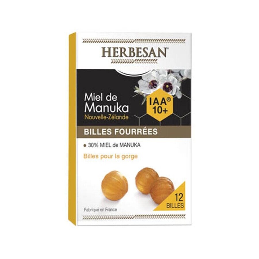 Herbesan Miel de Manuka Billes Fourrées Pour La Gorge x12
