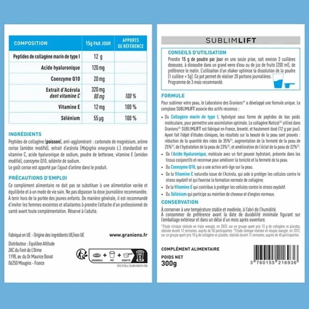 Granions SublimLift Collagène+ Beauté Anti-rides hydratation et éclat 300g