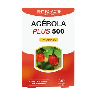 Phyto-Actif Acerola Plus 500 + Vitamine C 24 Comprimés