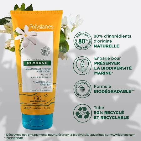 Klorane Polysianes Shampooing Douche Apres Soleil 200ml