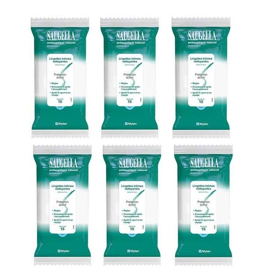 Buy Saugella Antiseptic 15 Intimate Wipes 6x15 Saugella Antiseptic 15 Intimate Wipes 6x15