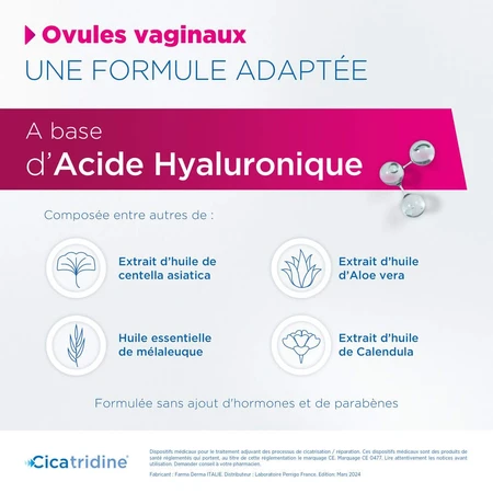 Cicatridina Cicatrización óvulos vaginales y sequedad íntima x10