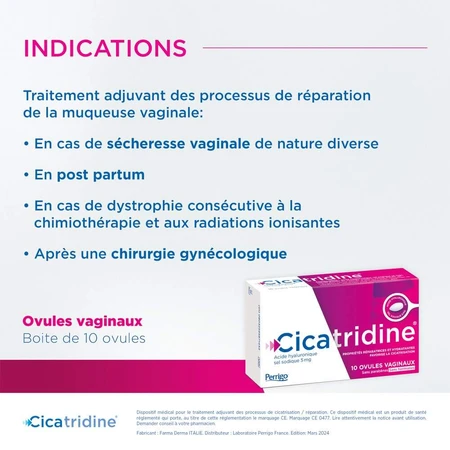 Cicatridina Cicatrización óvulos vaginales y sequedad íntima x10