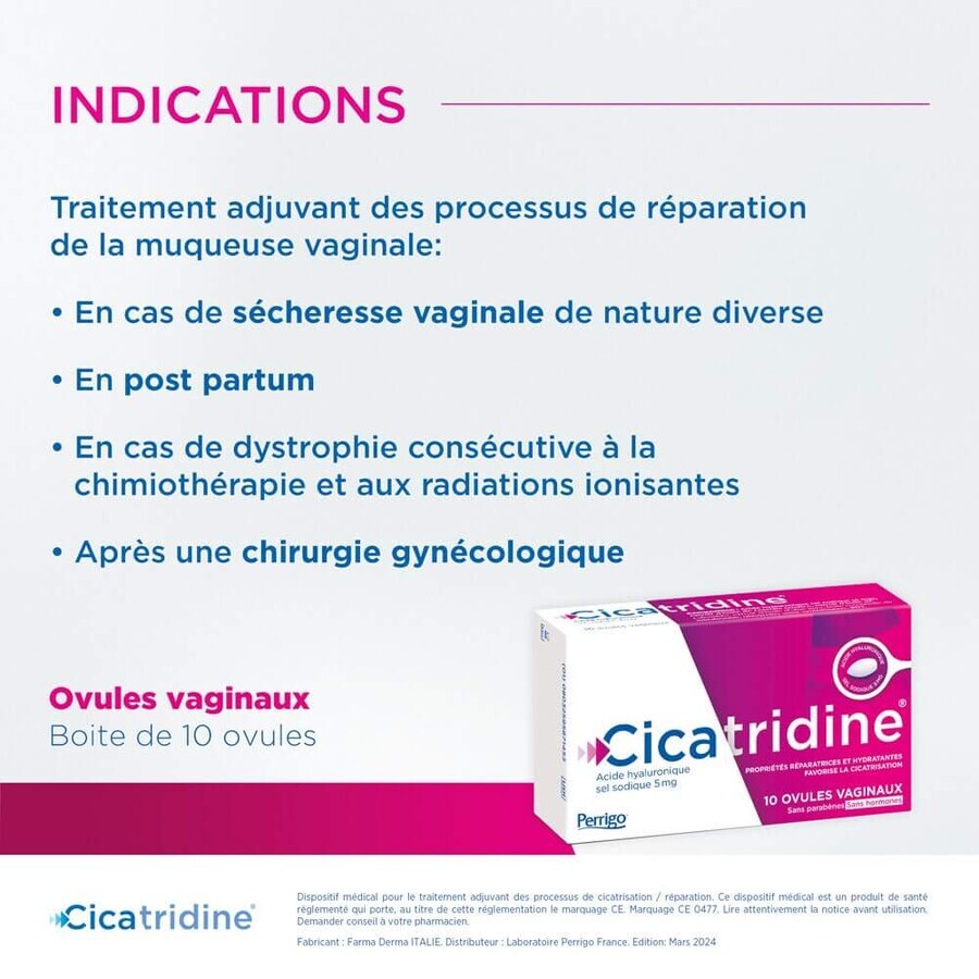 Cicatridine Ovules Vaginaux Cicatrisation et Sécheresse Intime x10