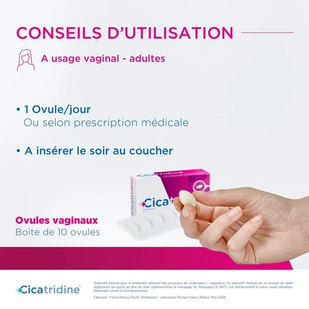 Cicatridina Cicatrización óvulos vaginales y sequedad íntima x10