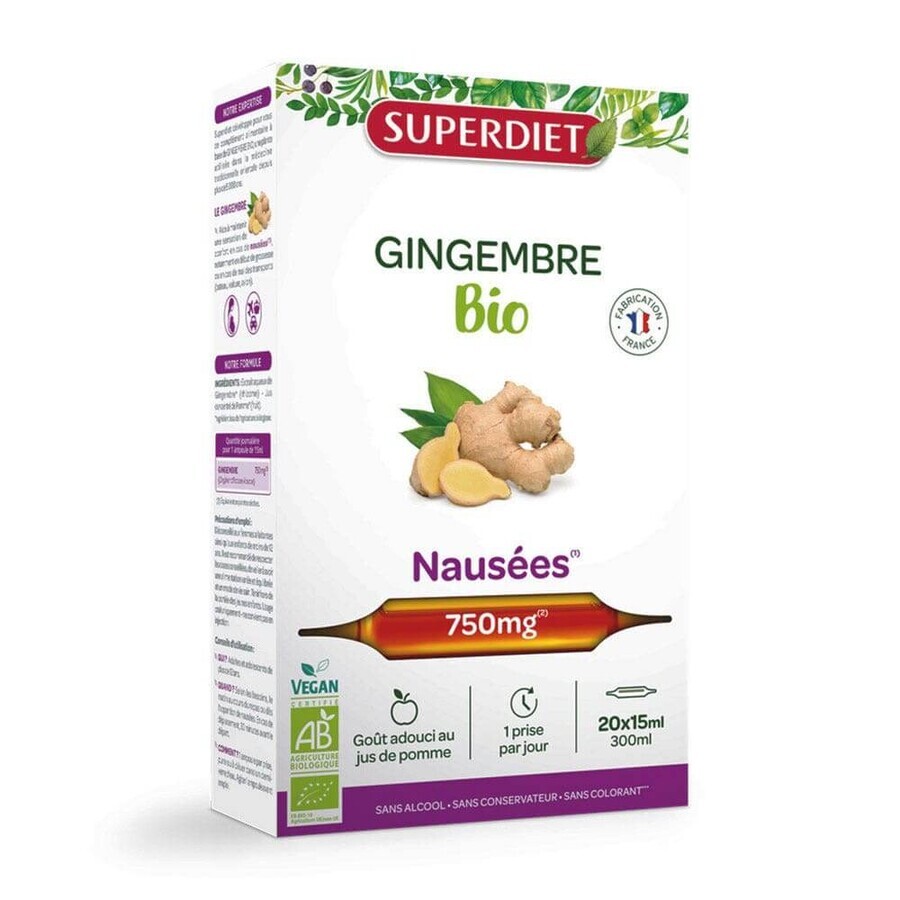 Superdiet Organic Ginger Nausea 20 fiole x 15ml