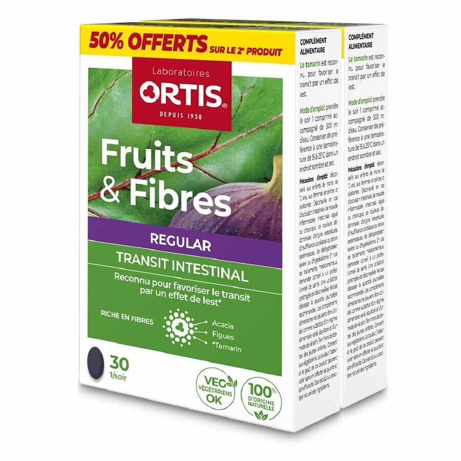 Ortis Fruit and Fiber Regular 2x30 Tablets