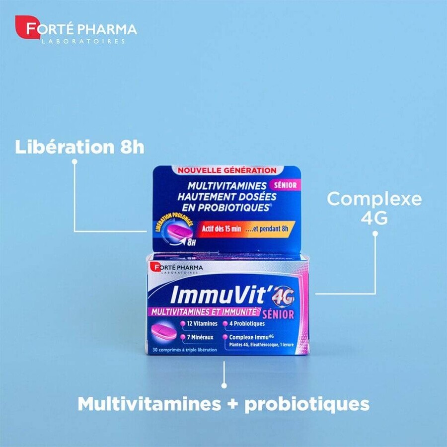 Forté Pharma ImmuVit'4G Senior Immunity Vitamins, Minerals and Ferments 30 tri-layer tablets