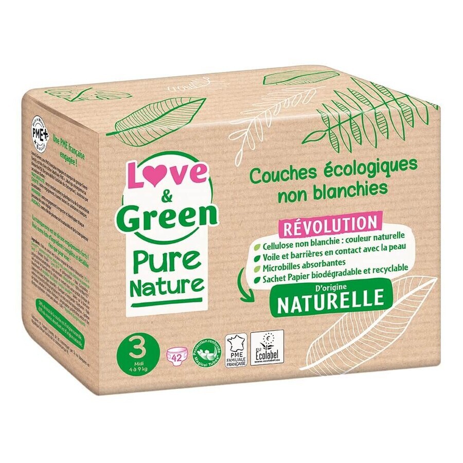 Cumpără Love&Green Pure Nature Ecological Nappies mărimea 3 x 42 Love&Green Pure Nature Ecological Nappies mărimea 3 x 42