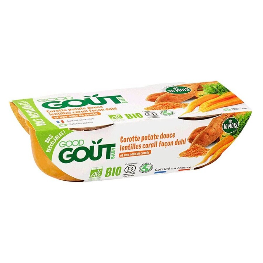 Good Gout Petits Plats Bebe Bio Carrot Sweet Potato Lentils Dahl Style From 10 months 2x190g