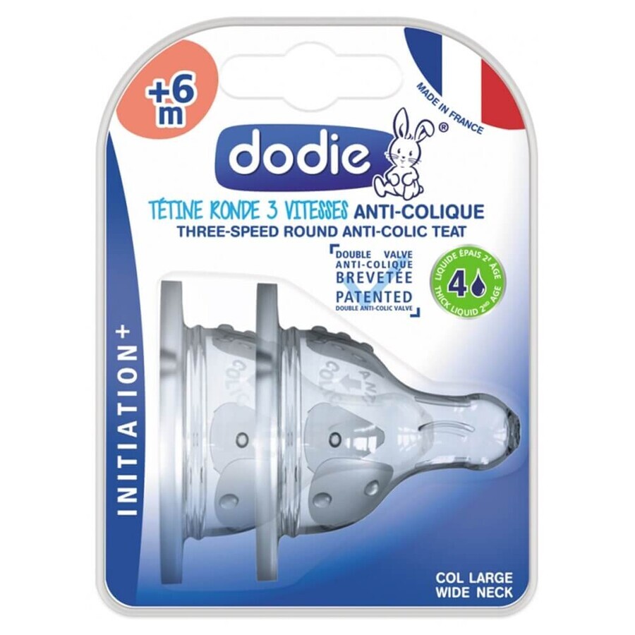 Buy Dodie Round Teats 3 speed anti-colic col large 6 months and over x2 Dodie Round Teats 3 speed anti-colic col large 6 months and over x2