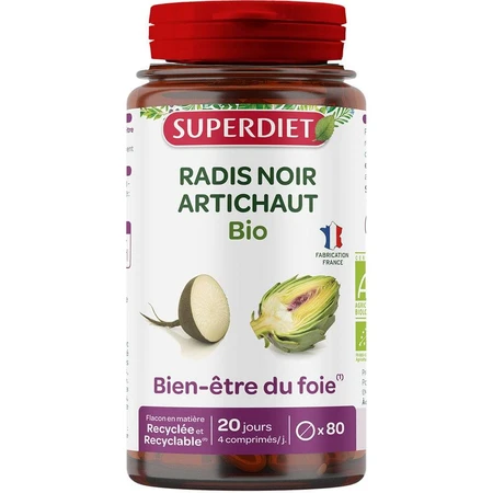 Superdiet Radis Noir Artichaut Bio Bien être du foie 80 comprimidos
