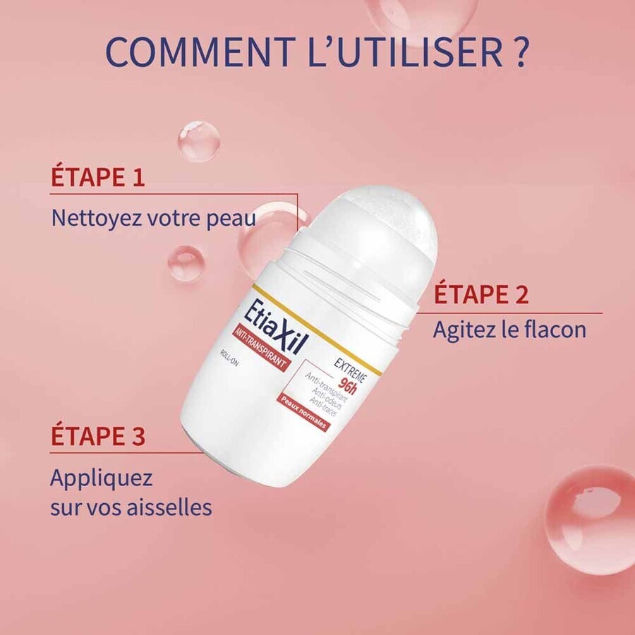 Etiaxil Déodorant Anti-transpirant Aisselles Extrême 96h Roll on 50ml Etiaxil Déodorant Anti-transpirant Aisselles Extrême 96h Roll on 50ml