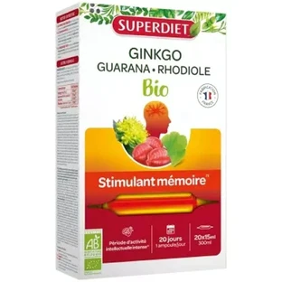 Superdiet Organic Ginkgo Boost 20 15 ml ampollas