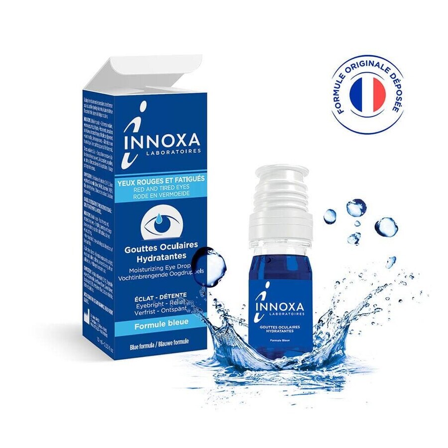 Innoxa Colirio hidratante para ojos enrojecidos y cansados Fórmula azul 10ml
