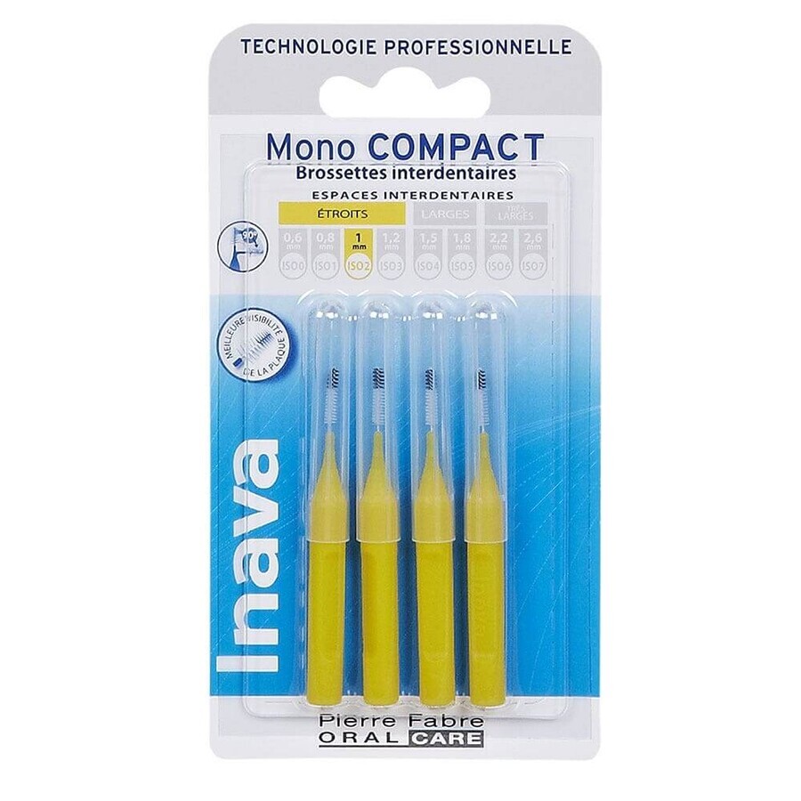 Buy Inava Interdental brushes mono compact 1 mm yellow X4 Inava Interdental brushes mono compact 1 mm yellow X4