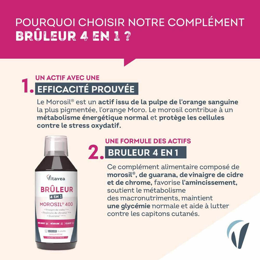 Vitavea Santé Bruciatore Morosil 4 in 1 Brucia grassi Cellulite Metabolismo Sapore di pesca 500ml Vitavea Santé Bruciatore Morosil 4 in 1 Brucia grassi Cellulite Metabolismo Sapore di pesca 500ml