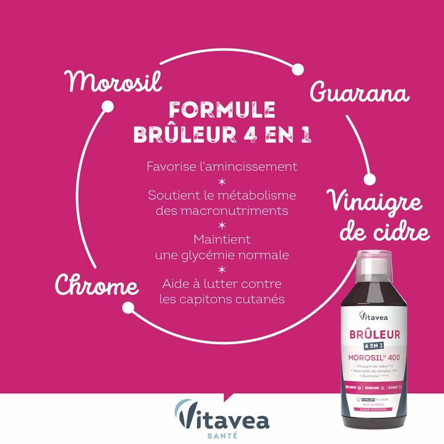 Vitavea Santé Bruciatore Morosil 4 in 1 Brucia grassi Cellulite Metabolismo Sapore di pesca 500ml Vitavea Santé Bruciatore Morosil 4 in 1 Brucia grassi Cellulite Metabolismo Sapore di pesca 500ml
