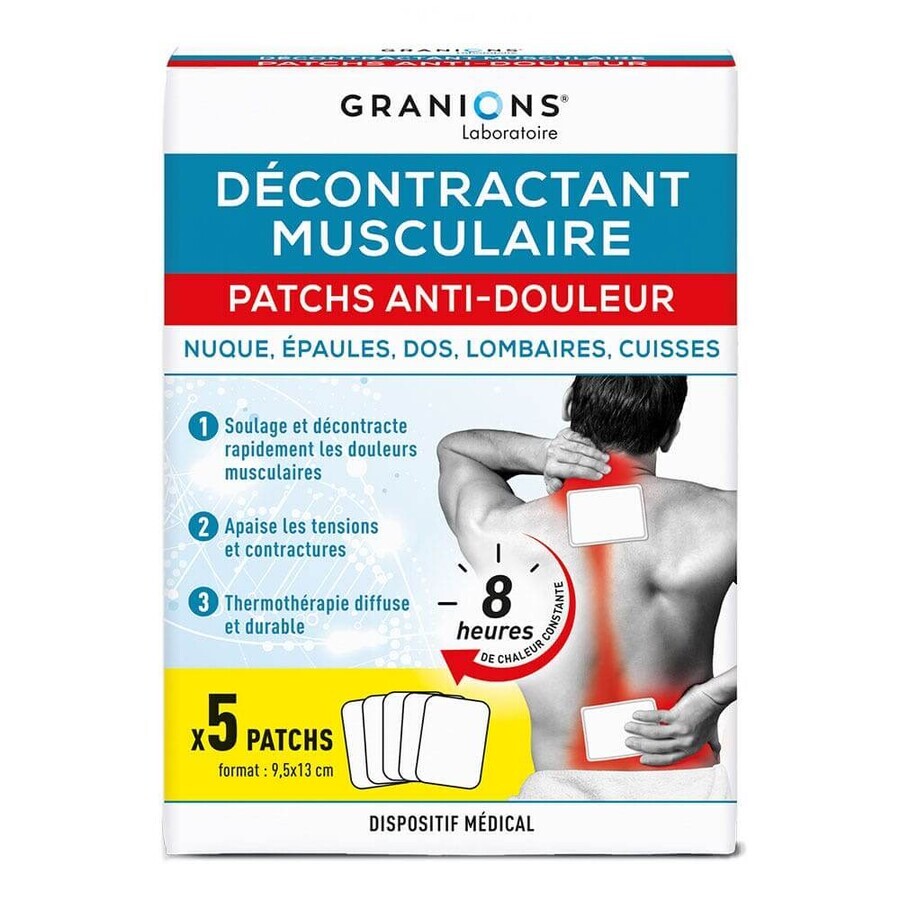 Granions Décontractant musculaire Patchs Anti-Douleur Thermothérapie x5