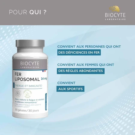 Biocyte Longevidad Hierro liposomal 30 cápsulas
