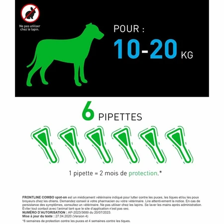 Frontline Combo spot-on perro M 10-20kg 6 pipetas 1,34 ml
