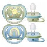 Avent Ultra Air Chupetes simétricos de silicona con dibujo 0-6 meses x2