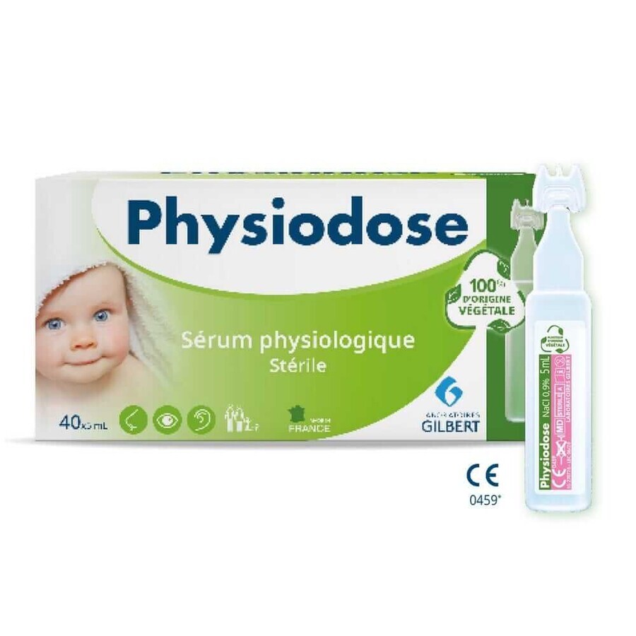 Gilbert Physiodose Steriles physiologisches Serum Kunststoff auf Pflanzenbasis 40 Einzeldosen à 5 ml