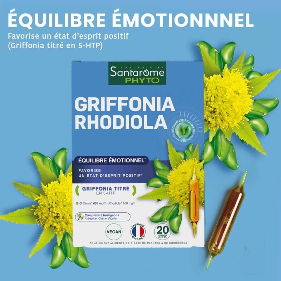 Santarome Griffonia Rhodiola Echilibru emoțional 20 flacoane