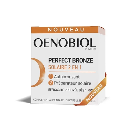 Oenobiol Perfect Bronze I Solari 2 en 1 Autobronceador y protección solar 30 cápsulas vegetales