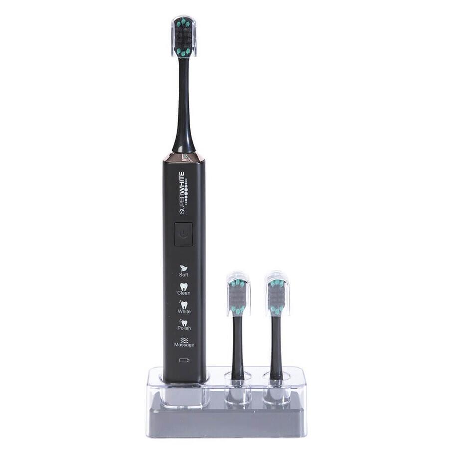 Boutique Superwhite Brosse a dents Sonique souple BLACK + 3 têtes Superwhite Brosse a dents Sonique souple BLACK + 3 têtes