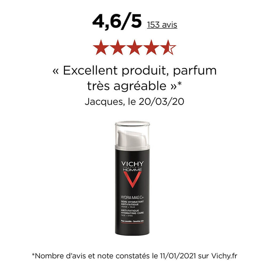 Vichy Men's Anti-fatigue Moisturising Treatment Face and Eyes Hydra Mag C+ Sensitive Skin 50ml Vichy Men's Anti-fatigue Moisturising Treatment Face and Eyes Hydra Mag C+ Sensitive Skin 50ml