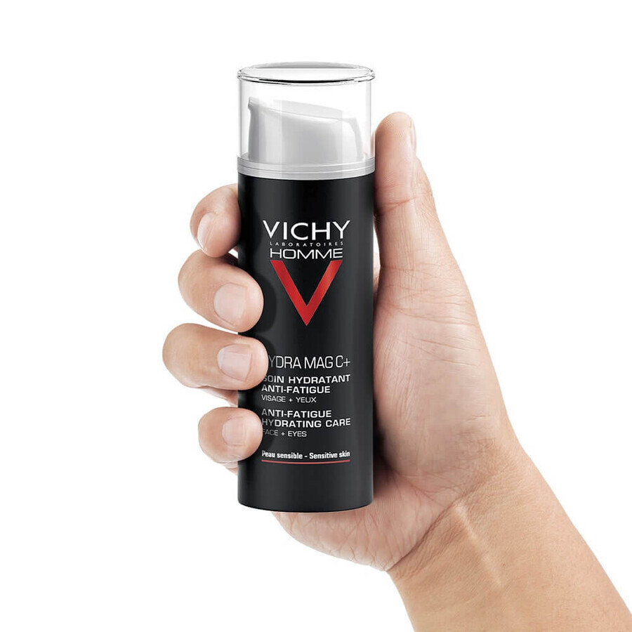 Vichy Men's Anti-fatigue Moisturising Treatment Face and Eyes Hydra Mag C+ Sensitive Skin 50ml Vichy Men's Anti-fatigue Moisturising Treatment Face and Eyes Hydra Mag C+ Sensitive Skin 50ml