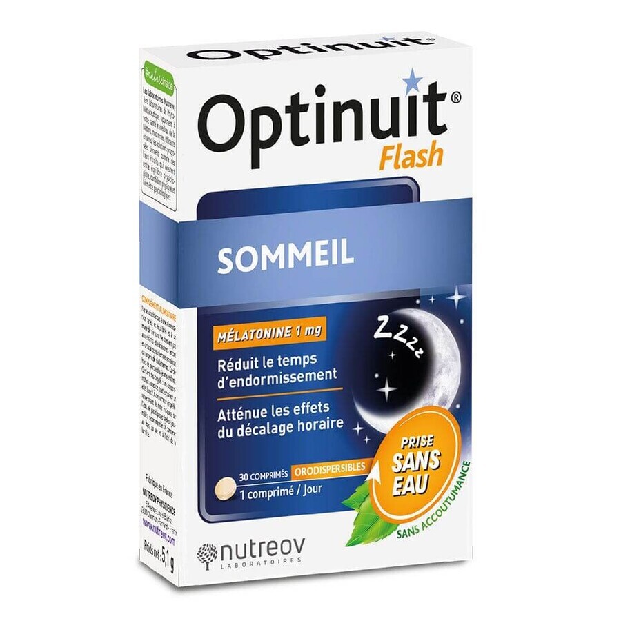 Boutique Nutreov Optinuit Sommeil Mélatonine Flash 30 comprimés Nutreov Optinuit Sommeil Mélatonine Flash 30 comprimés