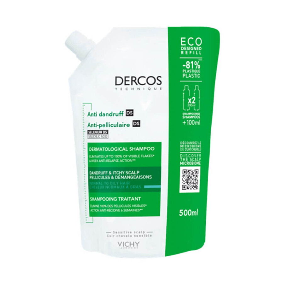 Vichy Dercos Shampoo Eco-refill Anti-mătreață Păr normal până la gras 500ml