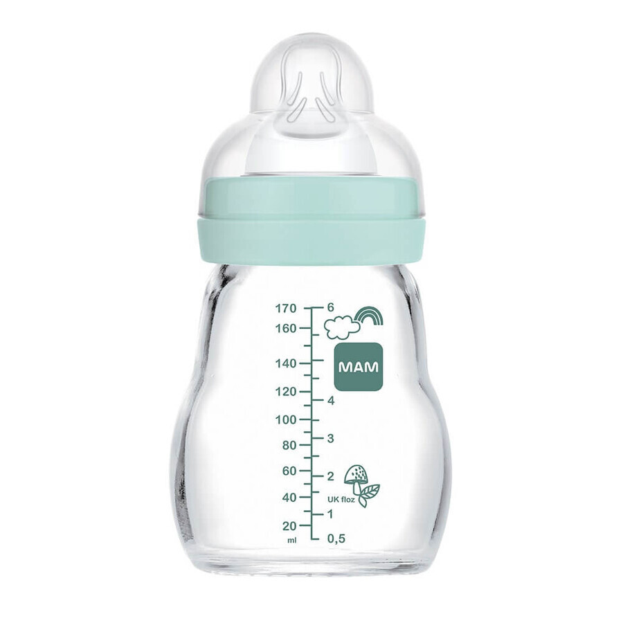 Mam Glazen fles Aqua "Nature Flow 1 speen Mam Glazen fles Aqua "Nature Flow 1 speen