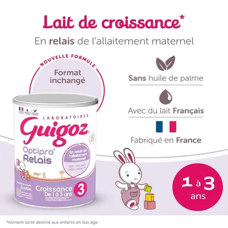 Guigoz Optipro Relais Lait En Poudre Croissance 3 De 1 À 3 Ans 800g