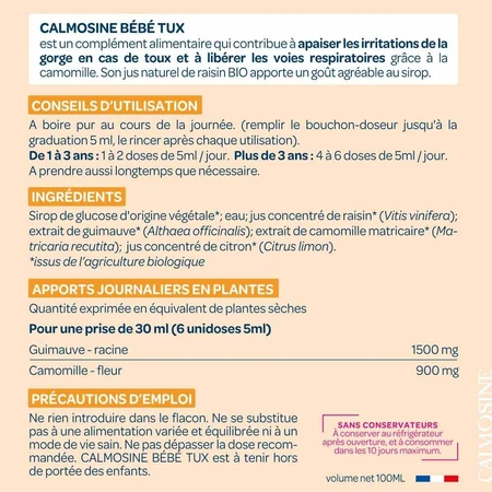 Calmosine Newborn Tux soothes throat in case of cough 100ml