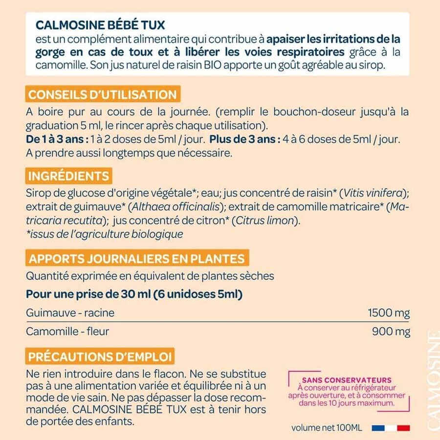 Calmosine Neonato Tux Beruhigt die Kehle bei Husten 100ml
