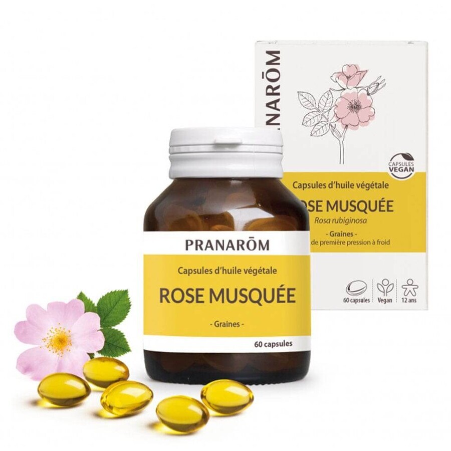 Pranarôm Hagebutte Pflanzenöle Feuchtigkeitsspendend Verstärkendes Antioxidans 60 Kapseln