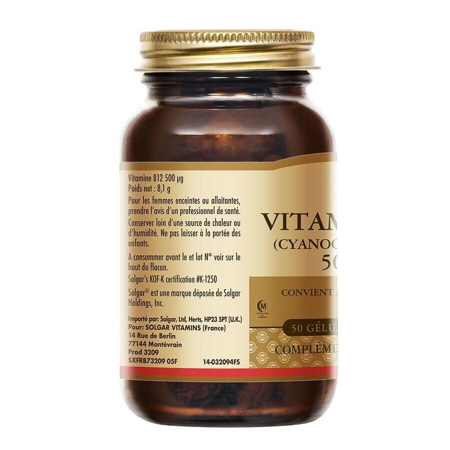 Solgar Vitamin B12 500µg 50 Vegetable Capsules