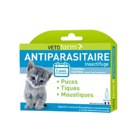Vetoform Chaton Pipettes Antiparasitaire 3x0,6ml