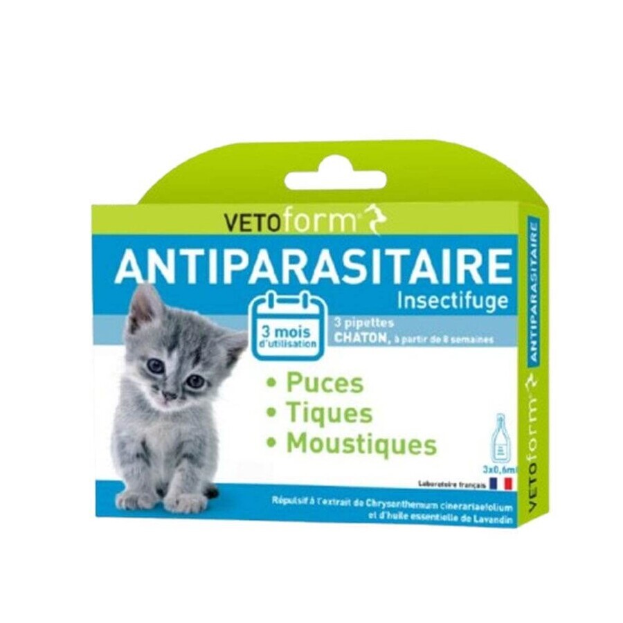 Pipetas Vetoform Kitten para el control de parásitos 3x0,6ml