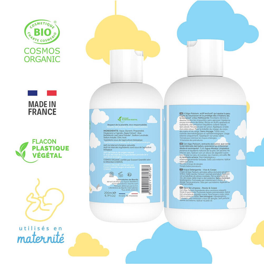 Laboratoires De Biarritz Productos para bebés Agua limpiadora bio para cara y cuerpo 200 ml