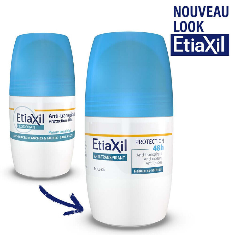 Etiaxil Anti-Transpirant Deodorant Roll-On 48h Protect Mäßiges Schwitzen Empfindliche Haut 2x50ml