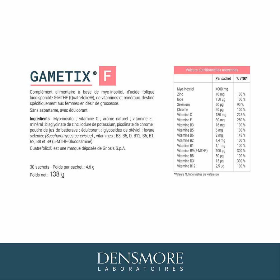 Densmore Gynecologie Gametix F Fertilité Femmes 30 Sachets