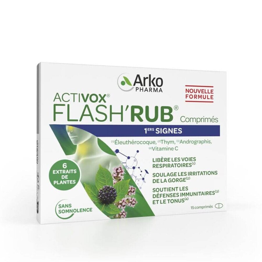 Arkopharma Flash'Rub Vitamins C for nose and throat, Pelargonium 15 tablets